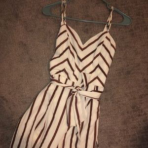 White and orange striped wide leg jumpsuit size S
